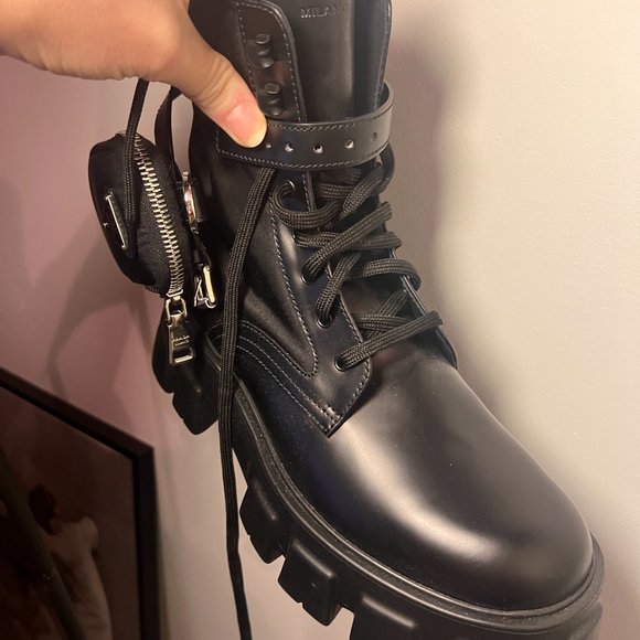 PRADA Brand New Boots never worn- Monolith leather and Re-Nylon boots with pouch - Picture 5 of 5